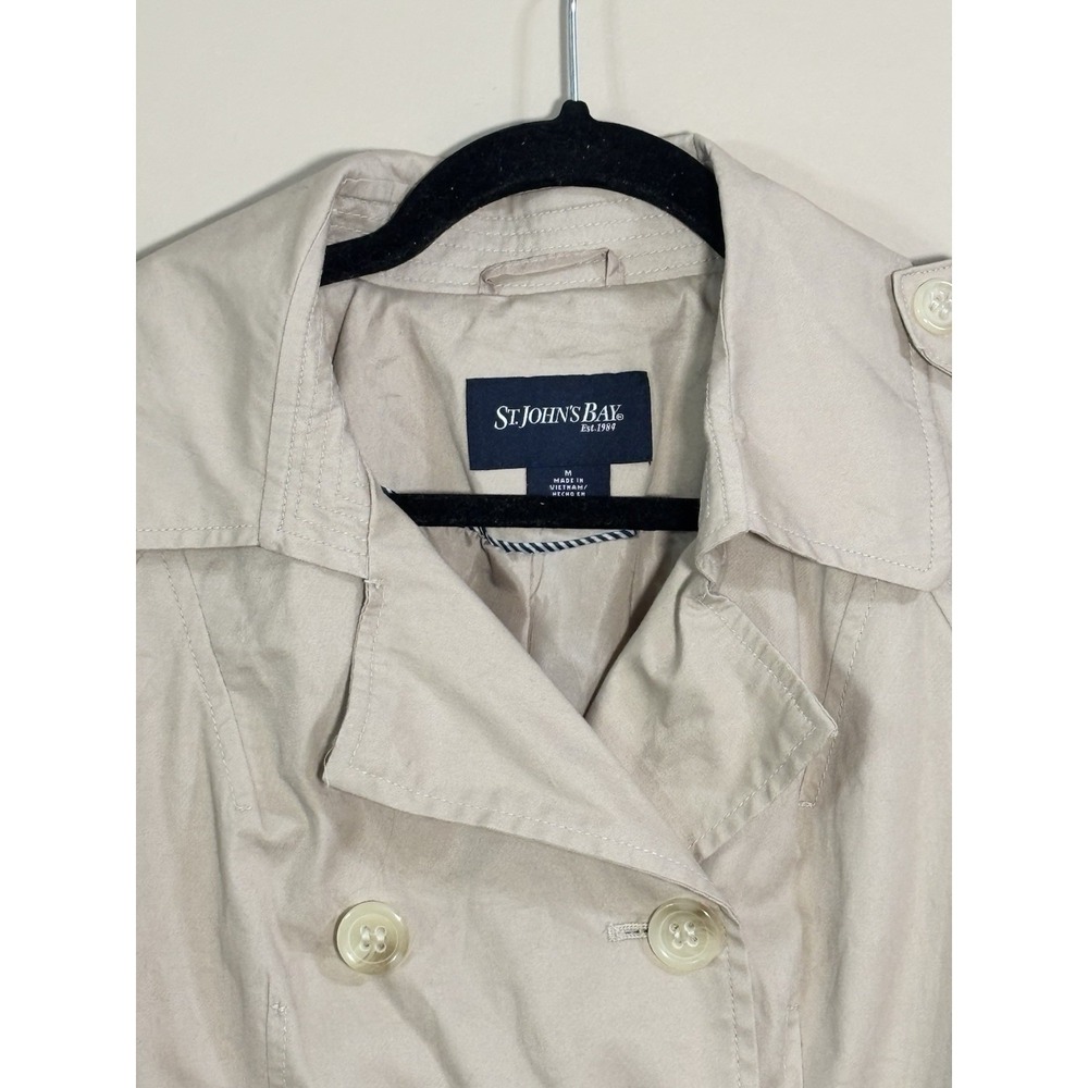 St Johns Bay Linen Jacket Womens Medium Beige Belted Lightweight NWT - Picture 5 of 10